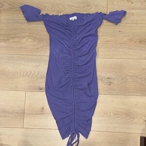 Purple Off-Shoulder Ruched Dress